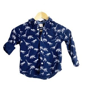 GYMBOREE Navy Button Down w/ White Dinosaurs